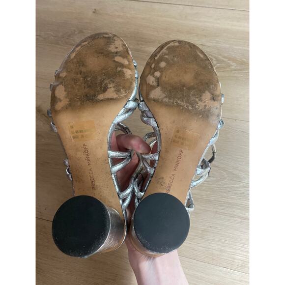 Rebecca Minkoff heels women’s size 8 silver strappy sandal designer - Picture 6 of 6